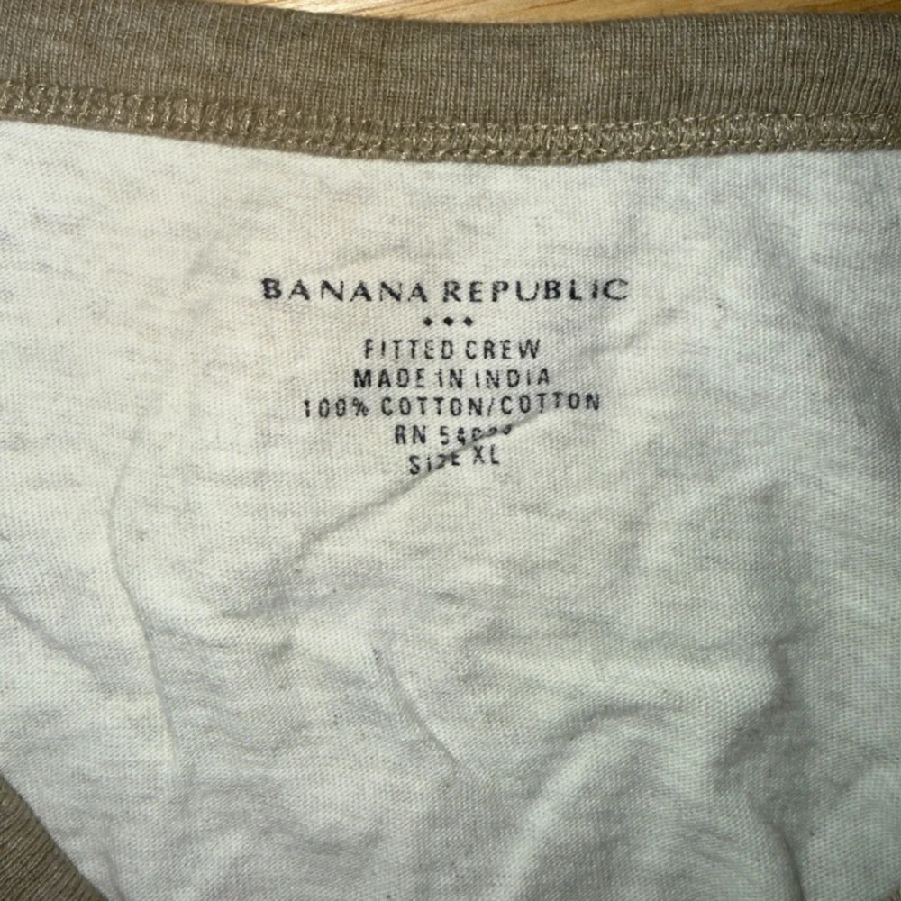 Banana Republic Beige Ringer Tee with Brown Accents